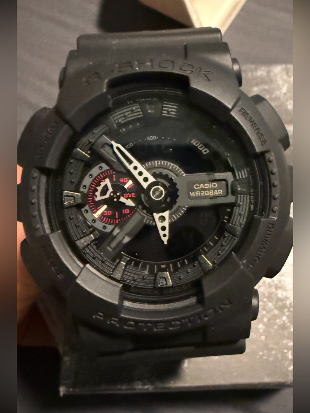 G-Shock Black Analog-Digital Sport Watch with Red Accent